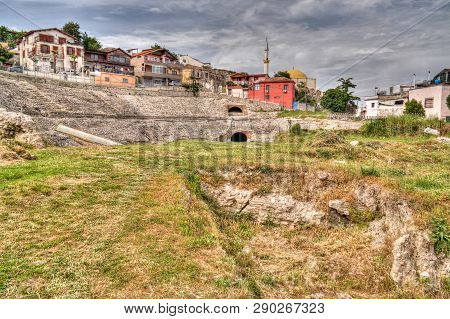Exterior View To Ancient Roman Amphitheatre , Durres , Albania