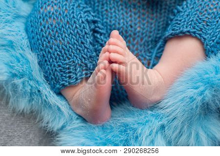 Feet Of A Newborn Baby, Toes  And Nails Of A Child, The First Days Of Life After Birth, Scaly Skin O