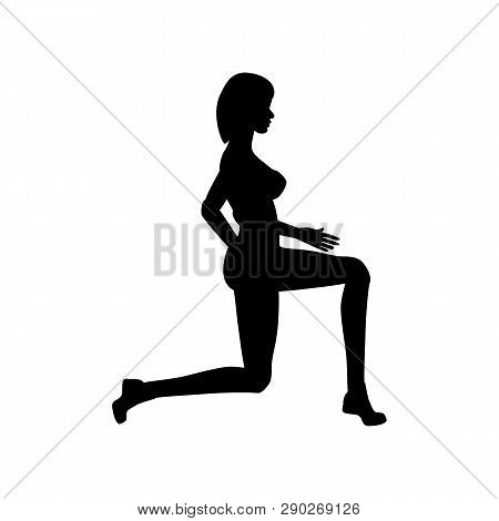 Bodyweight Walking Lunge Exercise Workout Silhouette On The White Background. Vector Illustration
