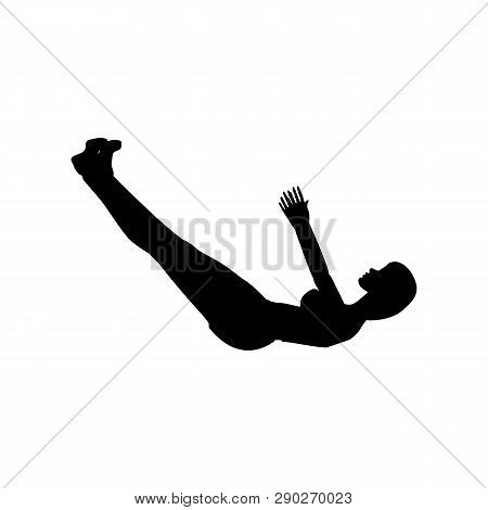 Jackknife Sit Up Exercise Workout Silhouette On The White Background. Vector Illustration