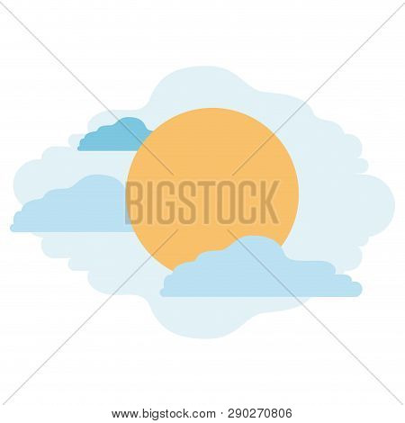 Light Color Silhouette Of Scene Skylandscape With Sun And Clouds Vector Illustration