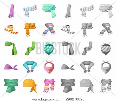 Vector Illustration Of Scarf And Shawl Sign. Set Of Scarf And Accessory Vector Icon For Stock.