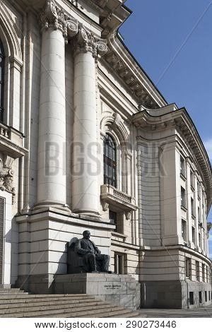 Sofia, Bulgaria - March 7, 2019: Facade Of University Of Sofia St. Kliment Ohridski, Bulgaria