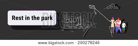 Family Launching Kite Vector Photo Free Trial Bigstock