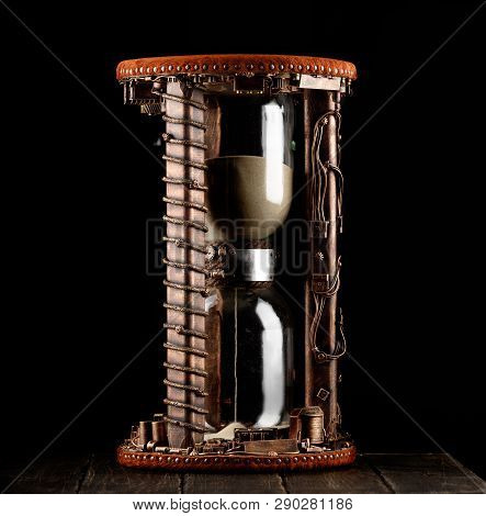 Unusual Handmade Stool Made From Two Three-liter Glass Jars, Wood, Textile, Small Details And Sand L