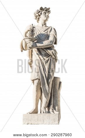 Sculpture Of The Ancient Greek God Bacchus, Isolate