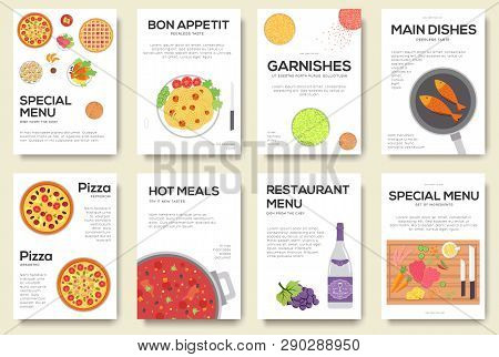 Cooking Information Cards Set. Menu Template Of Flyear, Magazines, Posters, Book Cover, Banners. Bre