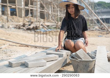 Poor Children Working At Construction Site Against Children Labour, Children Have To Work Because Of