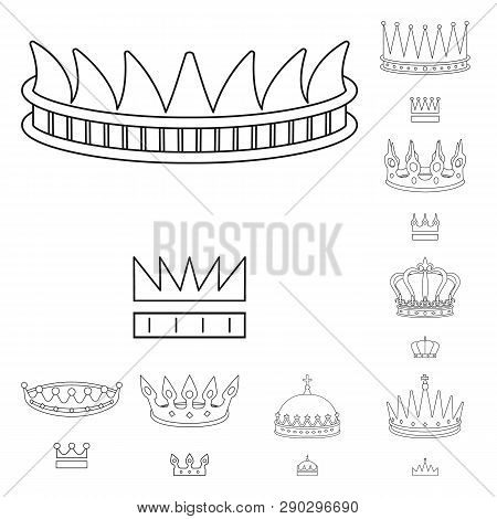 Vector Design Of Queen And Heraldic Sign. Collection Of Queen And Vip Vector Icon For Stock.