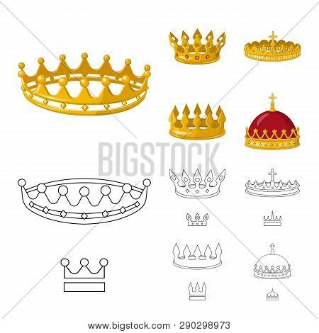 Vector Illustration Of Medieval And Nobility Symbol. Set Of Medieval And Monarchy Vector Icon For St