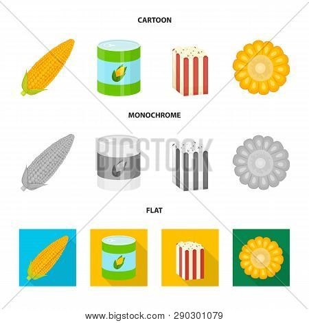 Vector Design Of Cornfield And Vegetable Logo. Set Of Cornfield And Vegetarian Stock Vector Illustra