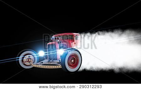 Hot Rod Sports Car. Drift. 3d Render Illustration