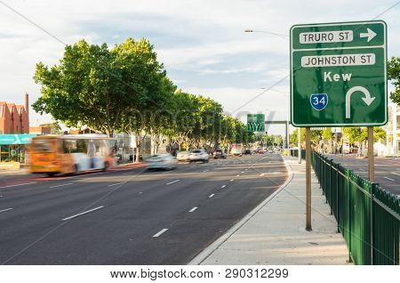 Melbourne, Australia - January 7, 2019: Traffic On Hoddle Street In Abbotsford. Hoddle Street Or Pun