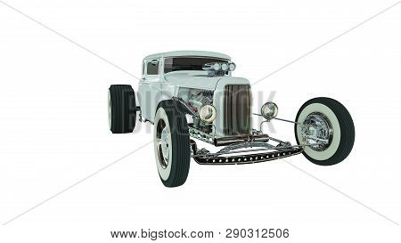 Hot Rod Sports Car. Isolated On White Background. 3d Render Illustration
