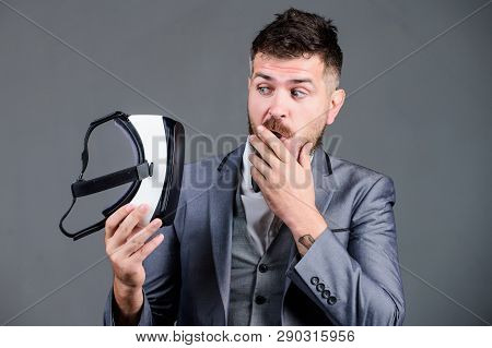 Digital Technology For Business. Business Implement Modern Technology. Business Man Virtual Reality.