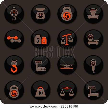 Scales Color Vector Icons On Dark Background For User Interface Design
