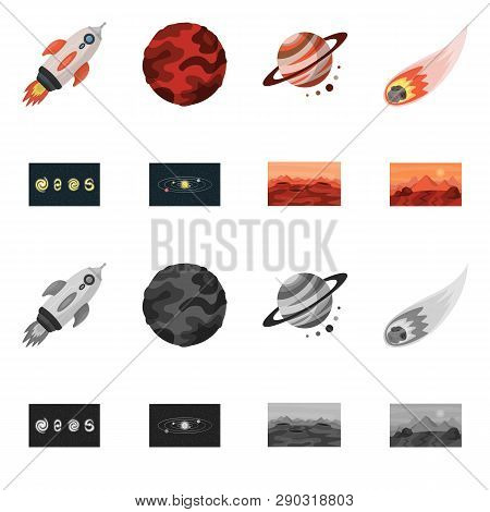 Vector Design Of Astronomy And Technology  Sign. Collection Of Astronomy And Sky Stock Vector Illust