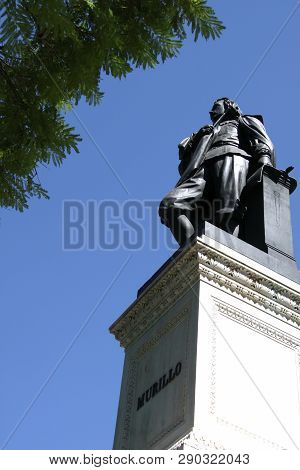 Seville, Spain - July 14, 2011: Monument To The Spanish Painter Bartolome Esteban Murillo