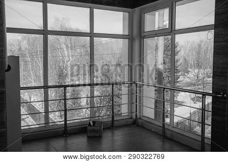 Abstract Black And White Interior Big Windows. Interior Black And White. Bnw. Urban. Architectural B