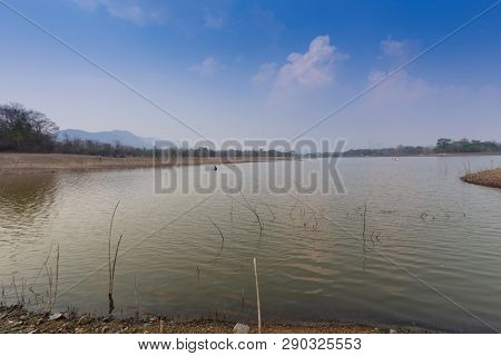Villagers Are Catching Fish By Fish Trap (net Trap) In Reservoir