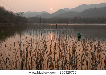 Villagers Are Catching Fish By Fish Trap (net Trap) In Reservoir