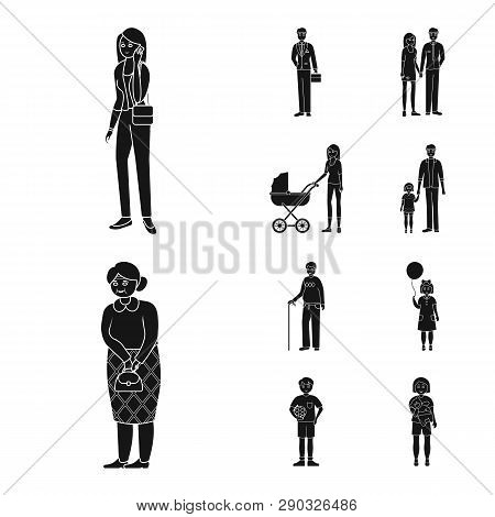 Vector Design Of Face  And Portrait Sign. Set Of Face  And People Stock Vector Illustration.
