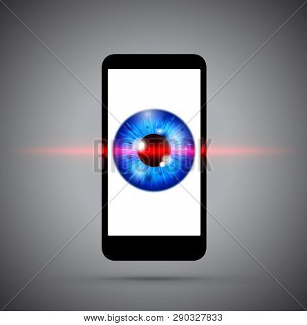 Blue Eyeball Behind A Laser Cell Phone