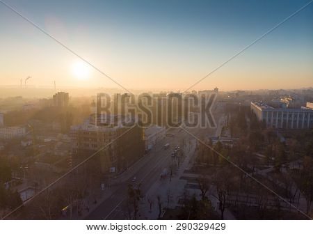 Stefan Cel Mare Central Boulevard At Sunrise