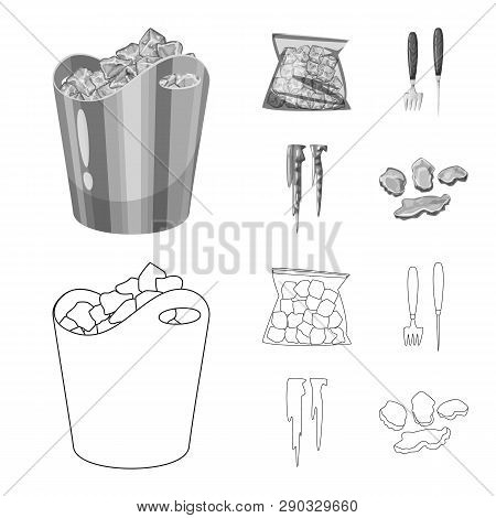 Vector Illustration Of Texture  And Frozen  Logo. Set Of Texture  And Transparent  Stock Symbol For 