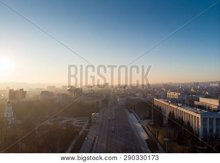 Stefan Cel Mare Central Boulevard At Sunrise