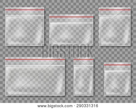 Vector Collection Of Realistic Plastic Bags On The Transparent Background