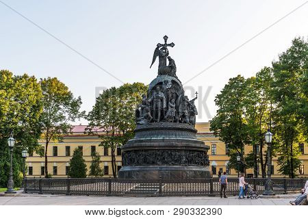 Novgorod, Russia - August 31, 2018: The Millennium Of Russia Monument In The Novgorod Kremlin. The B
