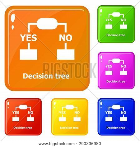 Decision Tree Icons Set Collection Vector 6 Color Isolated On White Background