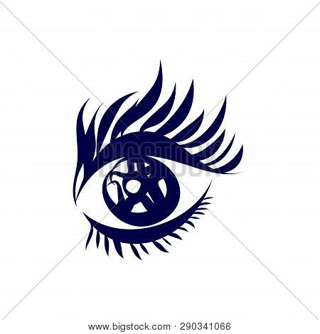 Illustration Of Abstract Human Eye Icon. Isolated On White Background. Sketch For Tattoo, Hipster T-