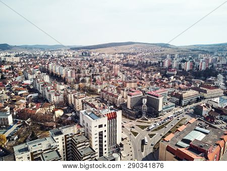 Aerial Shot Of Targu Mures Old City At Daylight