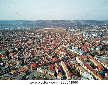 Aerial Shot Of Targu Mures Old City At Daylight
