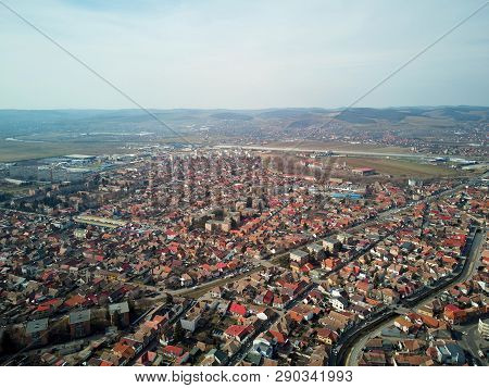 Aerial Shot Of Targu Mures Old City At Daylight