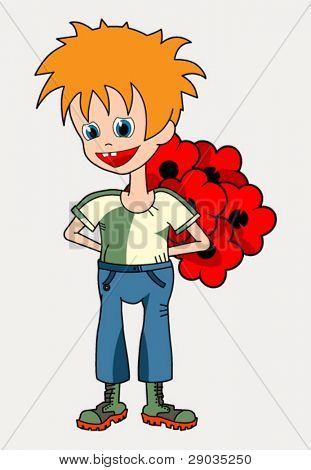 ragazzo con bouquet