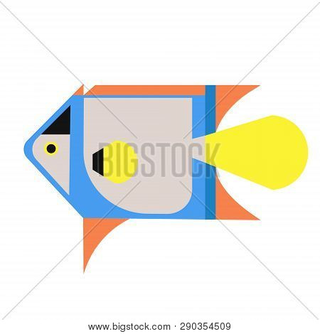 Blue Tropical Fish Flat Illustration Marine Creatures And Underwater World Series