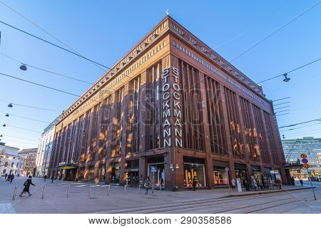 Street Store Building Stockmann . Finland, Helsinki 02 March 2019