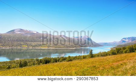 Lake Gjevillvatnet Located Near The Norwegian Town Oppdal