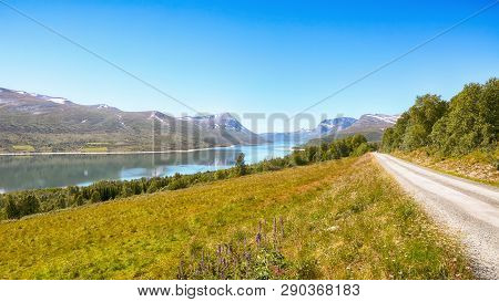 Lake Gjevillvatnet Located Near The Norwegian Town Oppdal