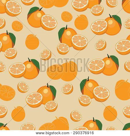 Orange Seamless Pattern. Endless Texture For Your Design, Announcements, Greeting Cards, Posters, Ad