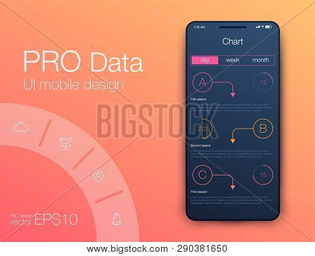 Mobile Phone Application For Analytics. Stock Vector