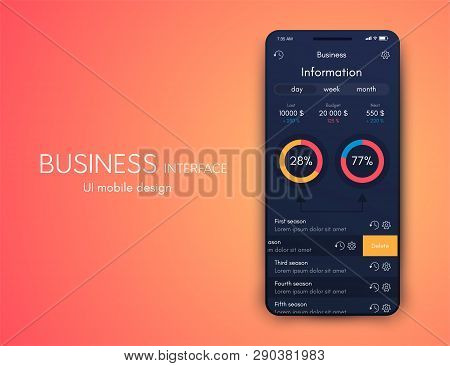 Mobile Phone Application For Analytics. Stock Vector