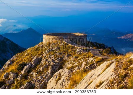 Lovcen Mountains National park at sunset in Montenegro