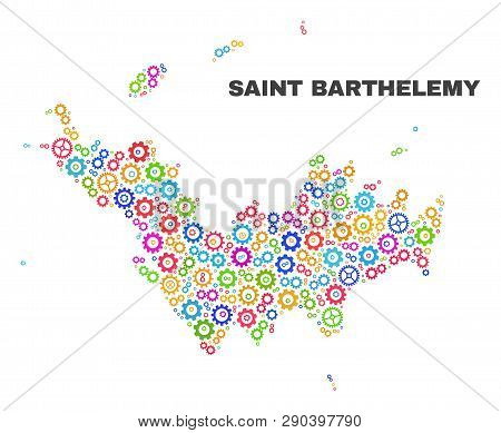 Mosaic Technical Saint Barthelemy Map Isolated On A White Background. Vector Geographic Abstraction 