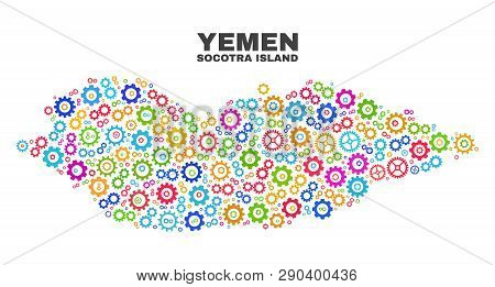 Mosaic Technical Socotra Island Map Isolated On A White Background. Vector Geographic Abstraction In
