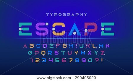 Original Futuristic Display Font Design, Alphabet And Numbers.