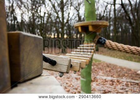 Wooden Bridge In The Playground In The Forest